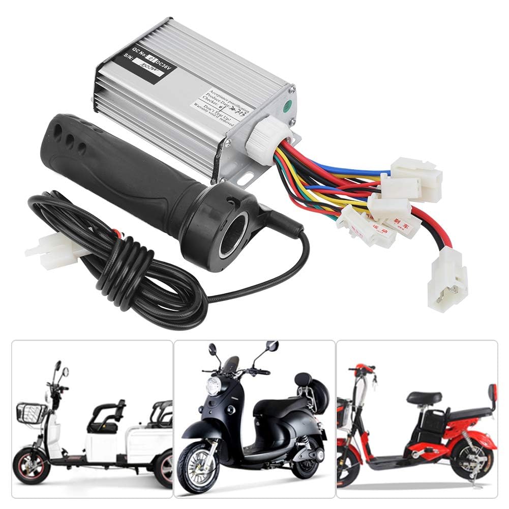 Alomejor Controlador de Acelerador 36V 1000W Controlador de Velocidad de Cepillo de Motocicleta con Kit de empuñadura de Acelerador de Cable Largo Ordinario