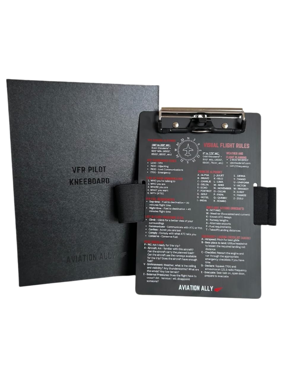 VFR Pilot Kneeboard with Elastic Strap and Pen Holder