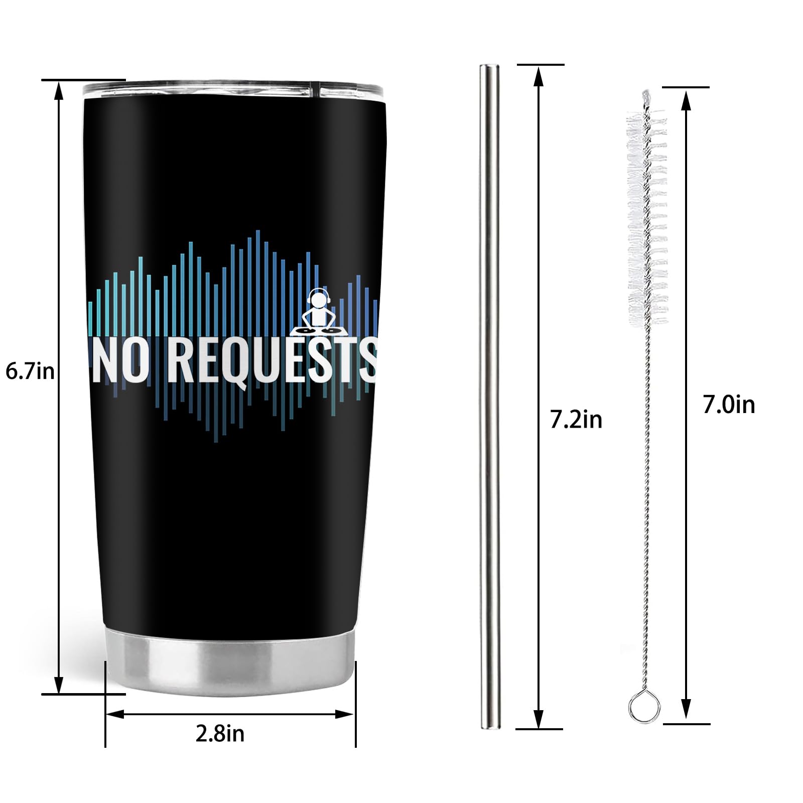 DJ Gifts for Men, Cool Gifts for DJ, 20oz Stainless Steel Tumbler with Lid Straw