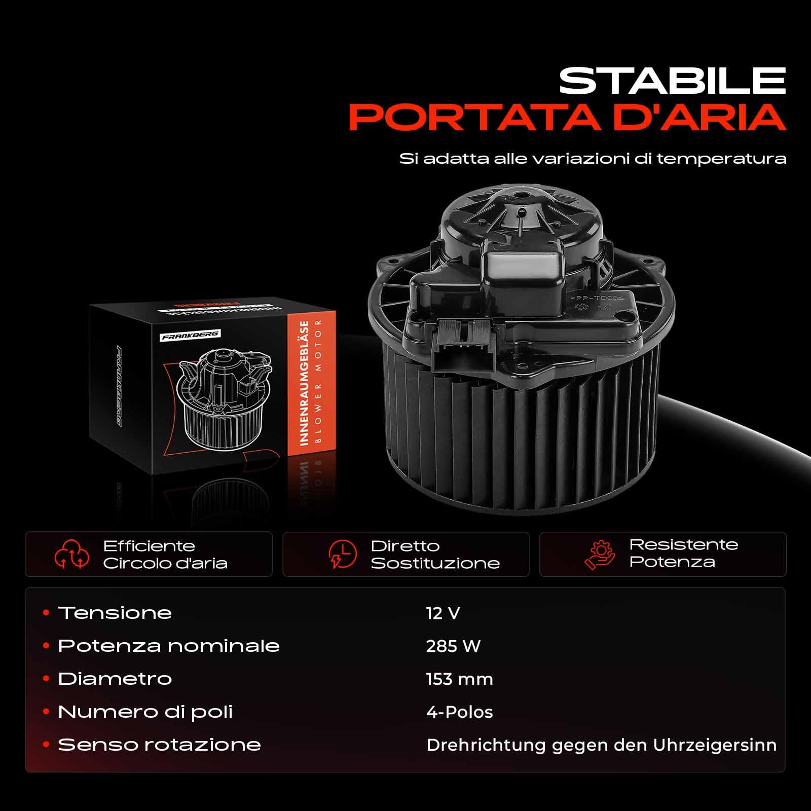 Frankberg Motore del ventilatore Ventilatore del riscaldamento Compatibile con J.a.z.z III G.E G.G GP ZA 1.3i 1.3 Hybrid 1.2 2008-2015 Replace# 79310TF0G01,79310-TF0-G01