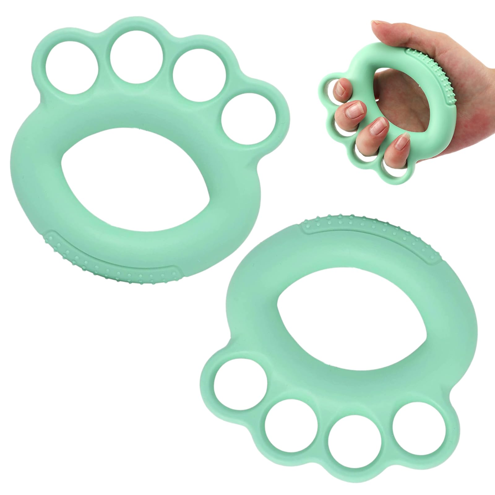2Pcs Hand Exercise Ball Finger Grip Strengthener Exerciser Silicone Stress Balls for Adults Hand Exercise Green Squeeze Finger Exerciser Ball for Arthritis Elderly People Kids Hand Therapy Training