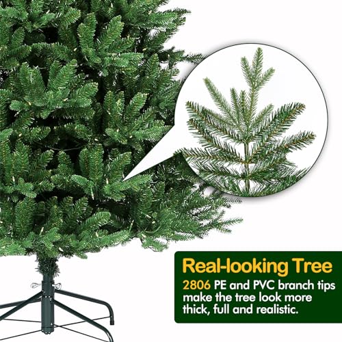 Hykolity 7.5 Ft Prelit Christmas Tree, 2806 Pe&Pvc Branch Tips, Frasier Grande Christmas Tree With 500 Color Changing Twinkly Led Lights, Metal Stand And Hinged Branches thumb #2