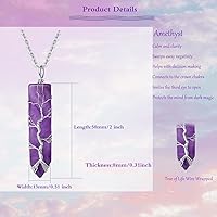 Vista 6 de YATOJUZI Crystal Necklace Healing Crystals Stone Natural Pendant Necklaces Quartz Silver Wire Wrapped Spiritual Reiki Meditation Balance Gemstone