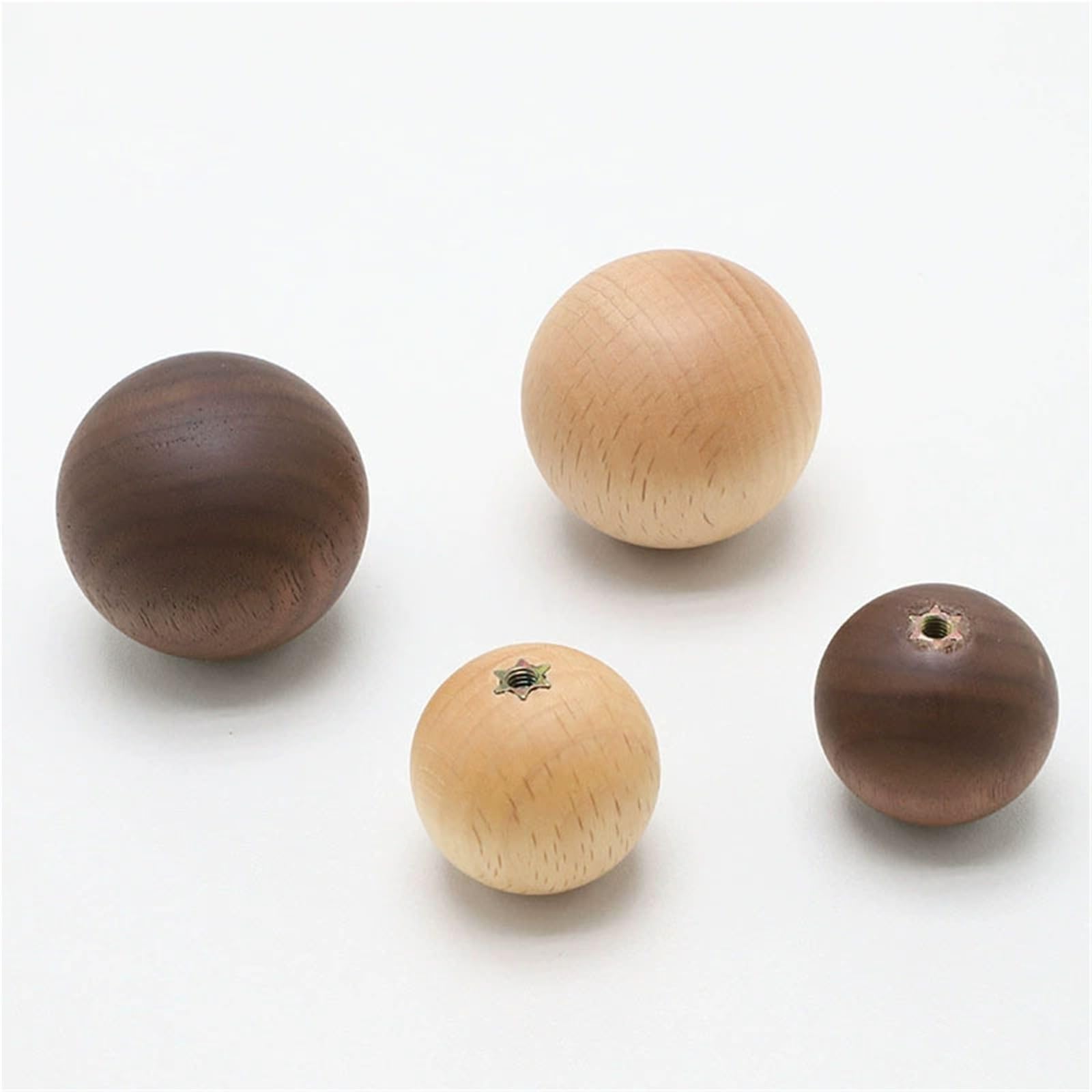 Bryske 10PCS Solid Wood Cabinet Knobs Walnut Round Drawer Pulls for Kitchen