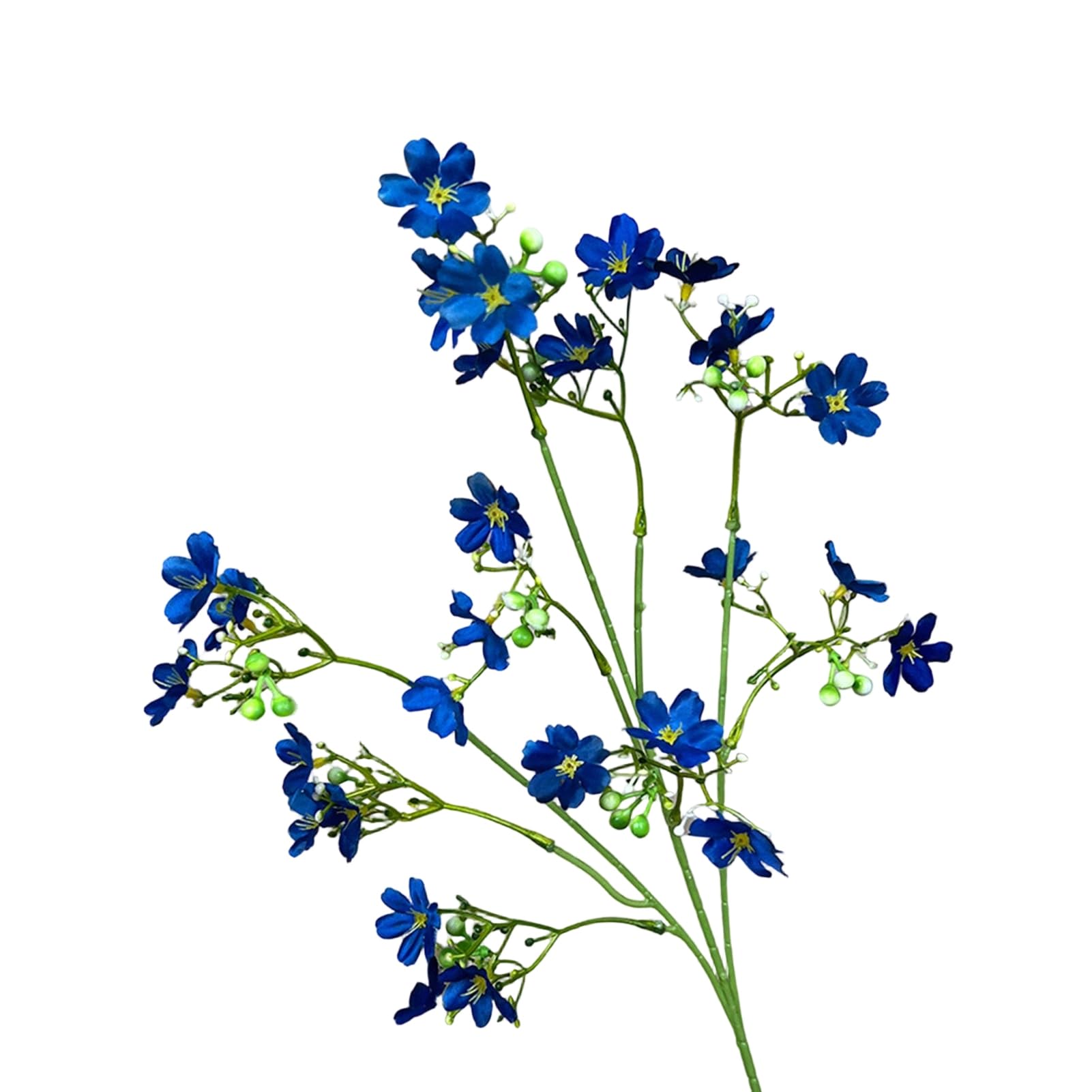 Tuxoiou Artificial Flowers, 3-Fork Long Stem Faux Silk Flower Branch, Realistic Fade Resistant Floral Stems for Indoor Outdoor Vase Centerpiece Decor Dark Blue