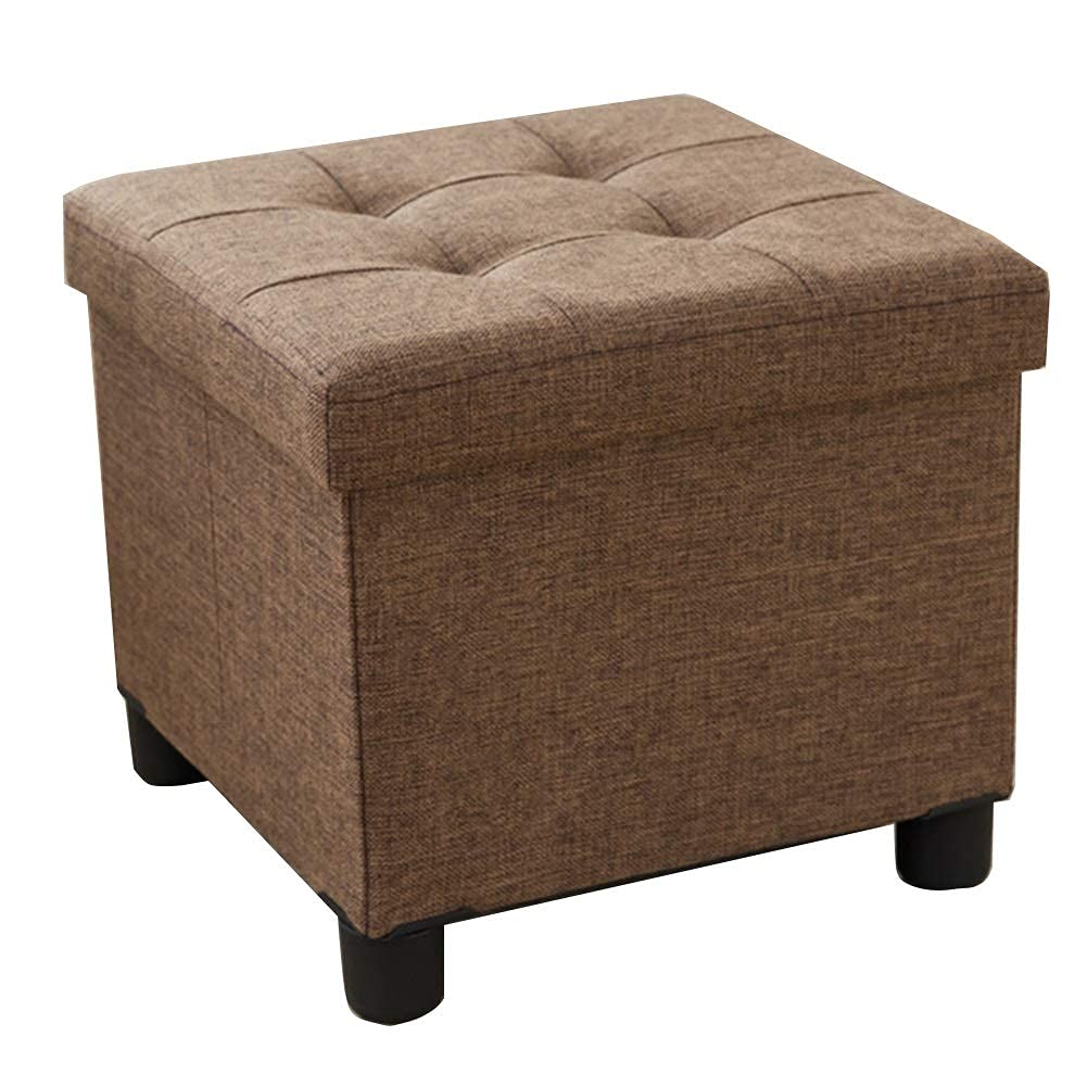 Pouf coffre marron 38x38x35 cm avec rangement pour salon