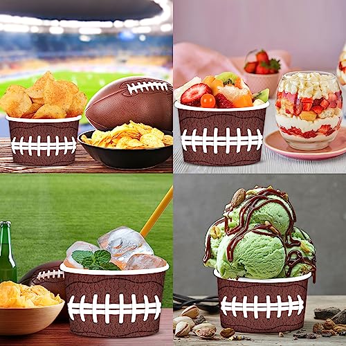 Image of gisgfim Football Party Snack Chili Bowls Supplies for 50 Guests Disposable 9 oz Football Theme Serving Snack Bowl Paper Bucket Treat Cups for Birthday Game Day Sports Events Food Party