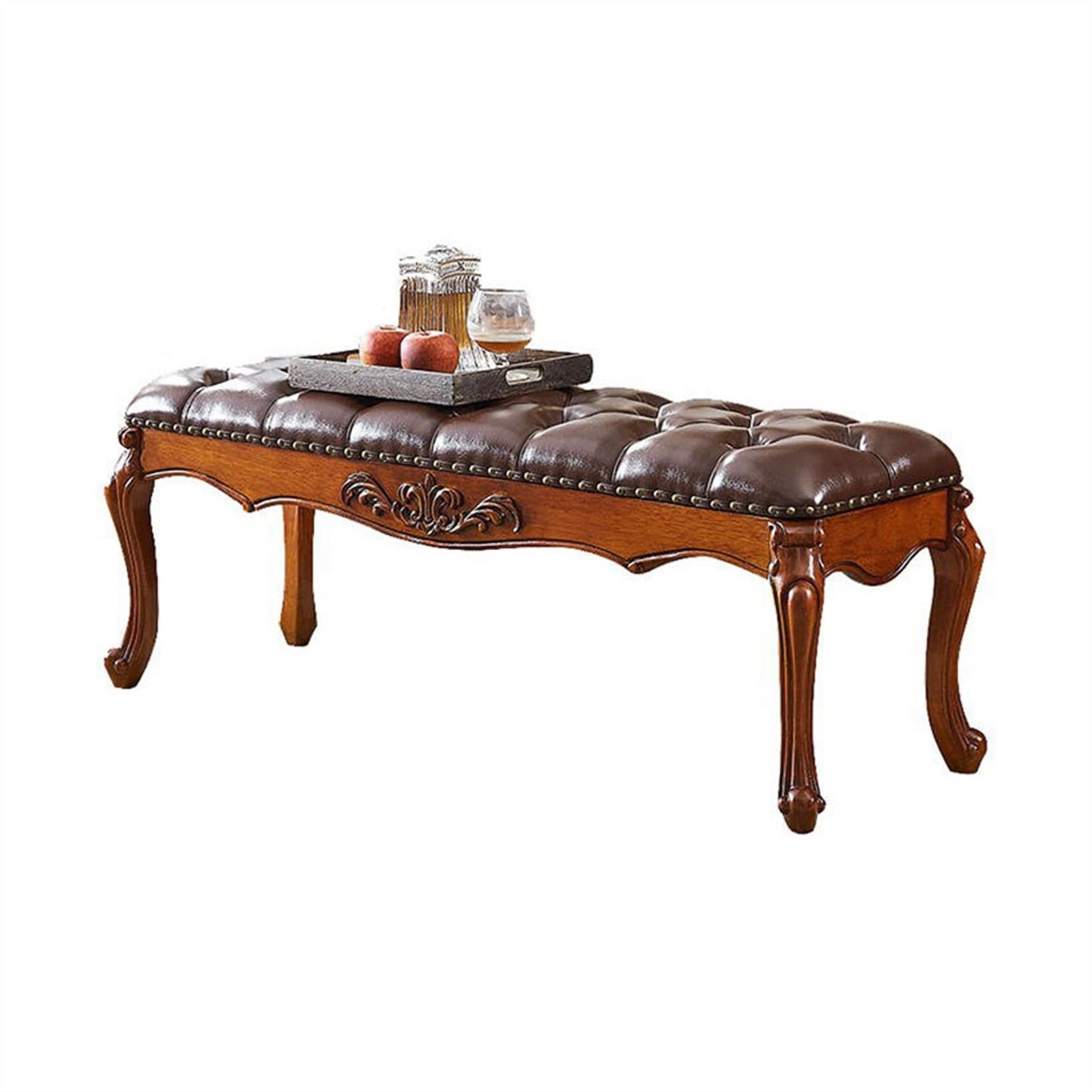 WDSOPK Ottoman For Bedroom 1.2M/1.5M Vintage European Bedside Stool Bedroom Bedside Stool Carved Bedroom Bench Wooden Shoe Changing Bench End Of Bed Bench,1.2M（size-1.2m）