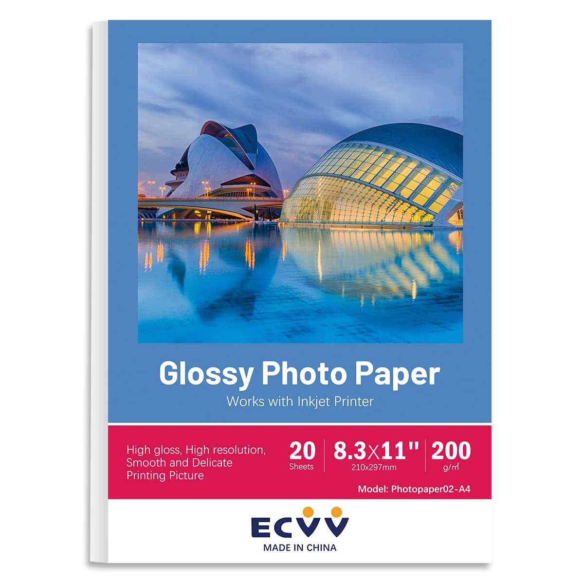 A4 RC High Gloss Photo Paper for Printer Photograph Print Paper 210 * 297mm White Glossy(20 sheets)