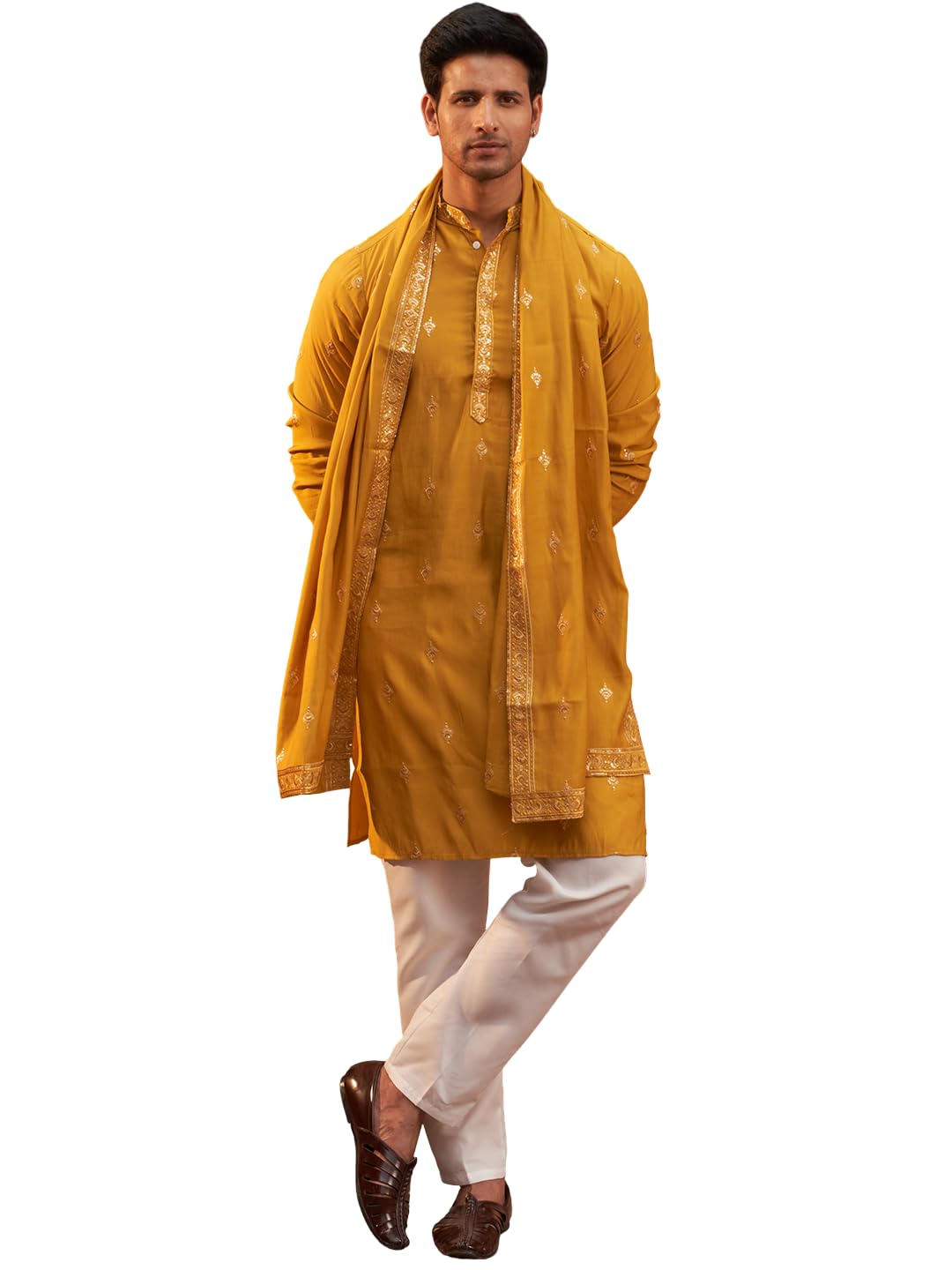 jompers Embroidered & Sequin Kurta Pyjama With Dupatta-picture-22