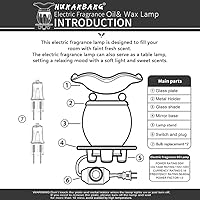 HUNANBANG 3-in-1 Electric Wax Oil Warmer with Unique Hand-Painted Glass, Blue - Safe Fragrance Burner & Night Light