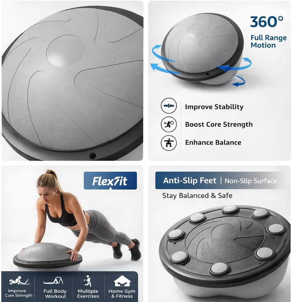 Balance Ball Stability Trainer Premium Anti Burst Exercise Ball for Yoga Pilates Core Workouts Home Gym Fitness 65cm Blue