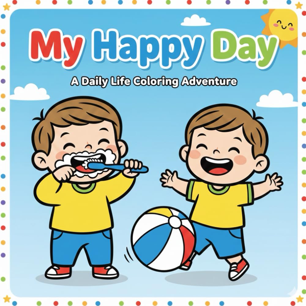 My Happy Day: A Daily Life Coloring Book for Toddlers: 50 Simple and Fun Everyday Activities for Kids and Preschoolers (Ages 1-4)