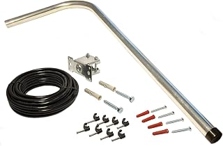 TV/FM Aerial Mounting Kit - 2’ Foot Bent L Shaped Alloy TV Aerial Mast Pole/Bracket and Instillation Kit for Loft/Eaves/Wall etc
