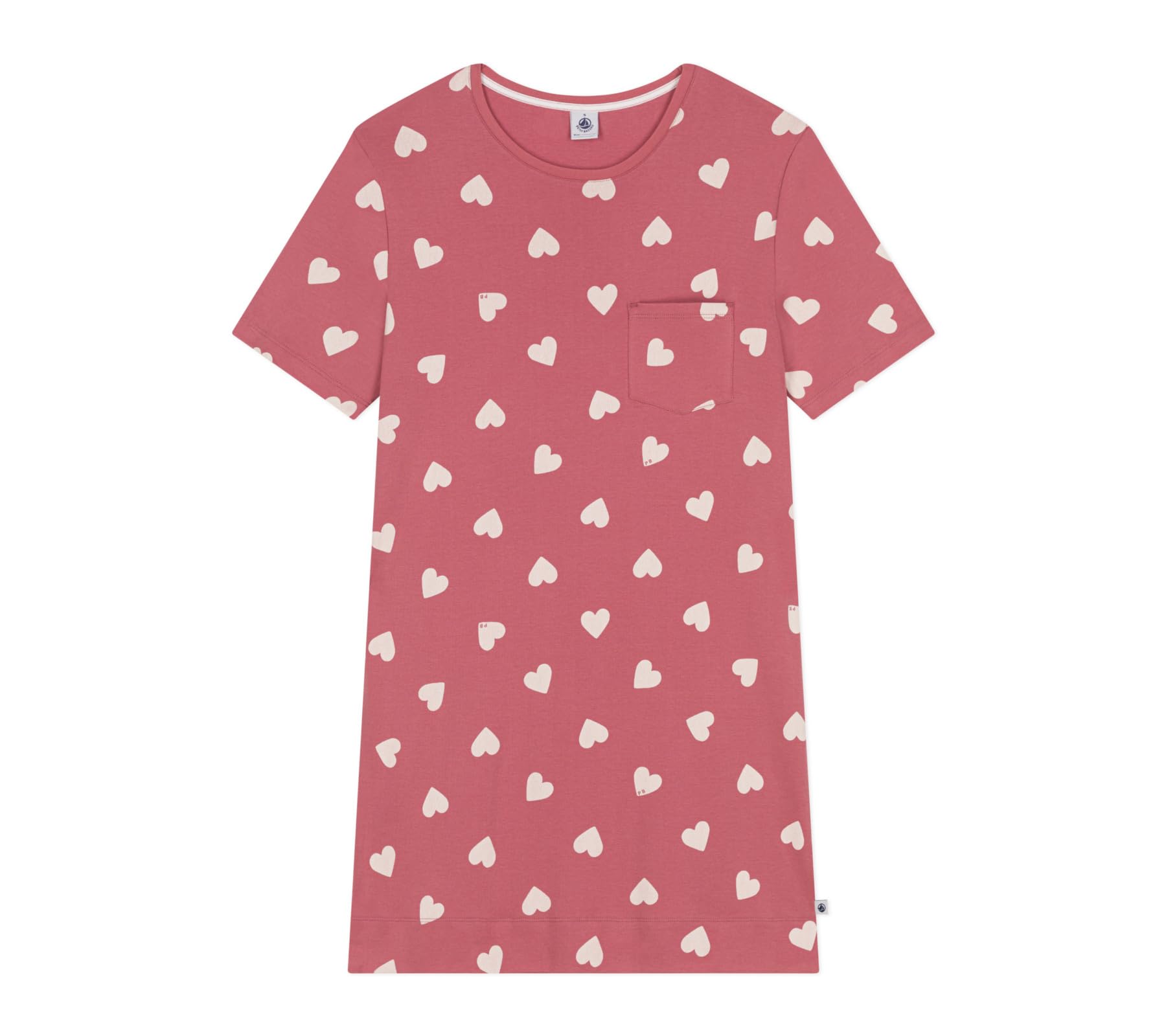 Petit Bateau Women’s A0cuy Short Sleeve Nightgown, Pink/White, XXS
