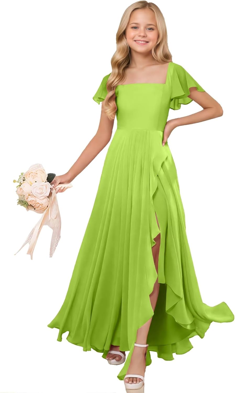 Junior Bridesmaid Dresses Chiffon Flower Girl Dress for Wedding Party Pageant Gowns Fancy Dress for Girls