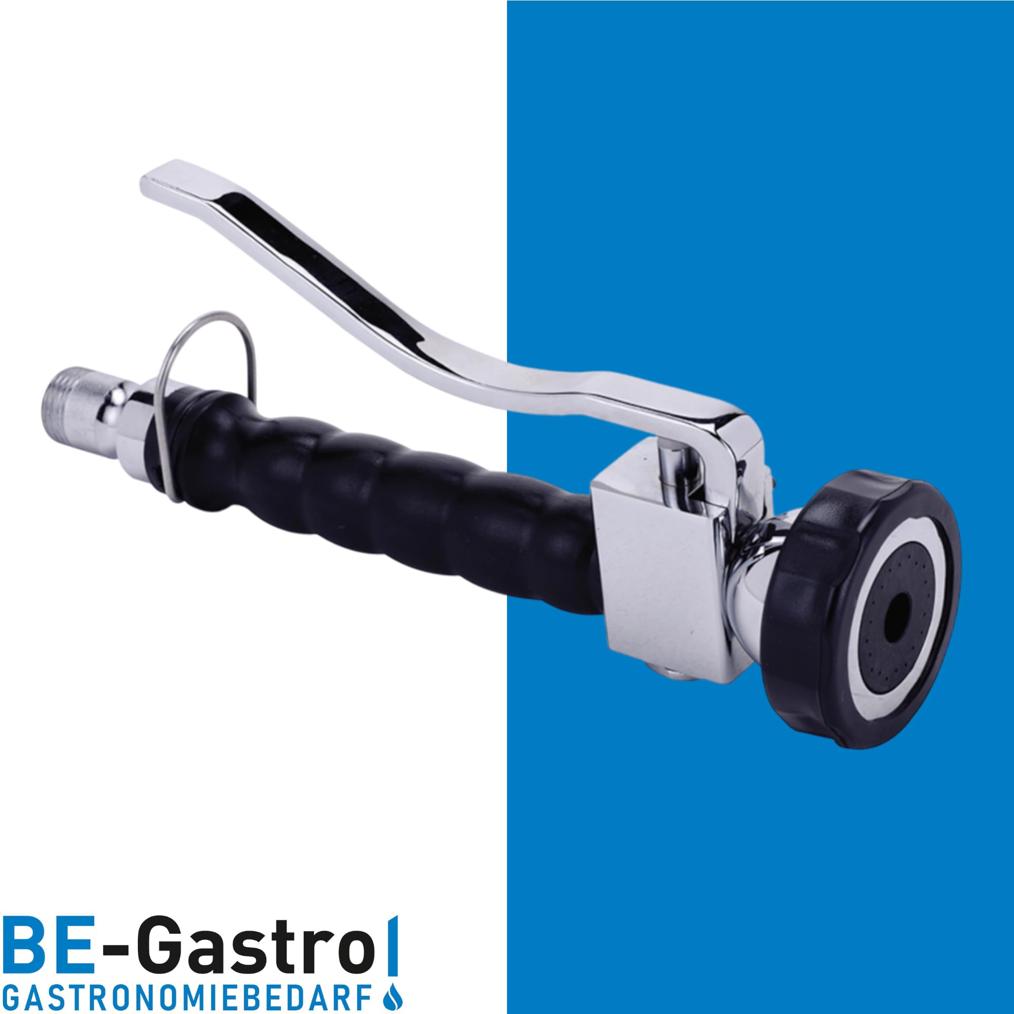 BE-GASTRO I Grifo Industrial Hostelería - Alcachofa de ducha (incluye grifo, grifo mezclador y mango ergonómico de palanca larga, alcachofa gastronómica con accesorios (60 cm)