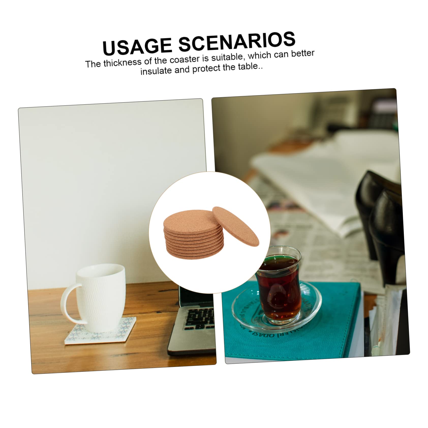 Amosfun Rond en Liège 30 Pièces De Tasse en Liège sous-Verres Résistants Chaleur Dessous De Verre en Sets De Table en sous- en De Tasses à