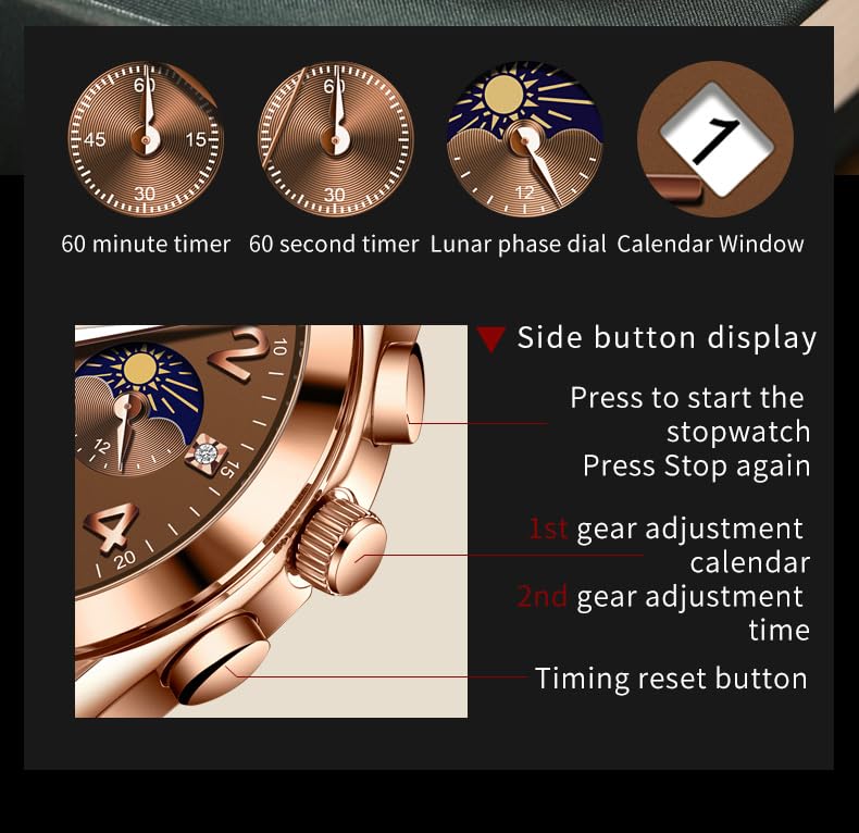 Image of OLEVS Men's Watches Brown Leather with Date,Casual Watches for Men,Large Face Watches Men,Chronograph Mens Watch,Sport Waterproof Business Dress Analog Quartz Men's Wrist Watches Reloj De Hombre