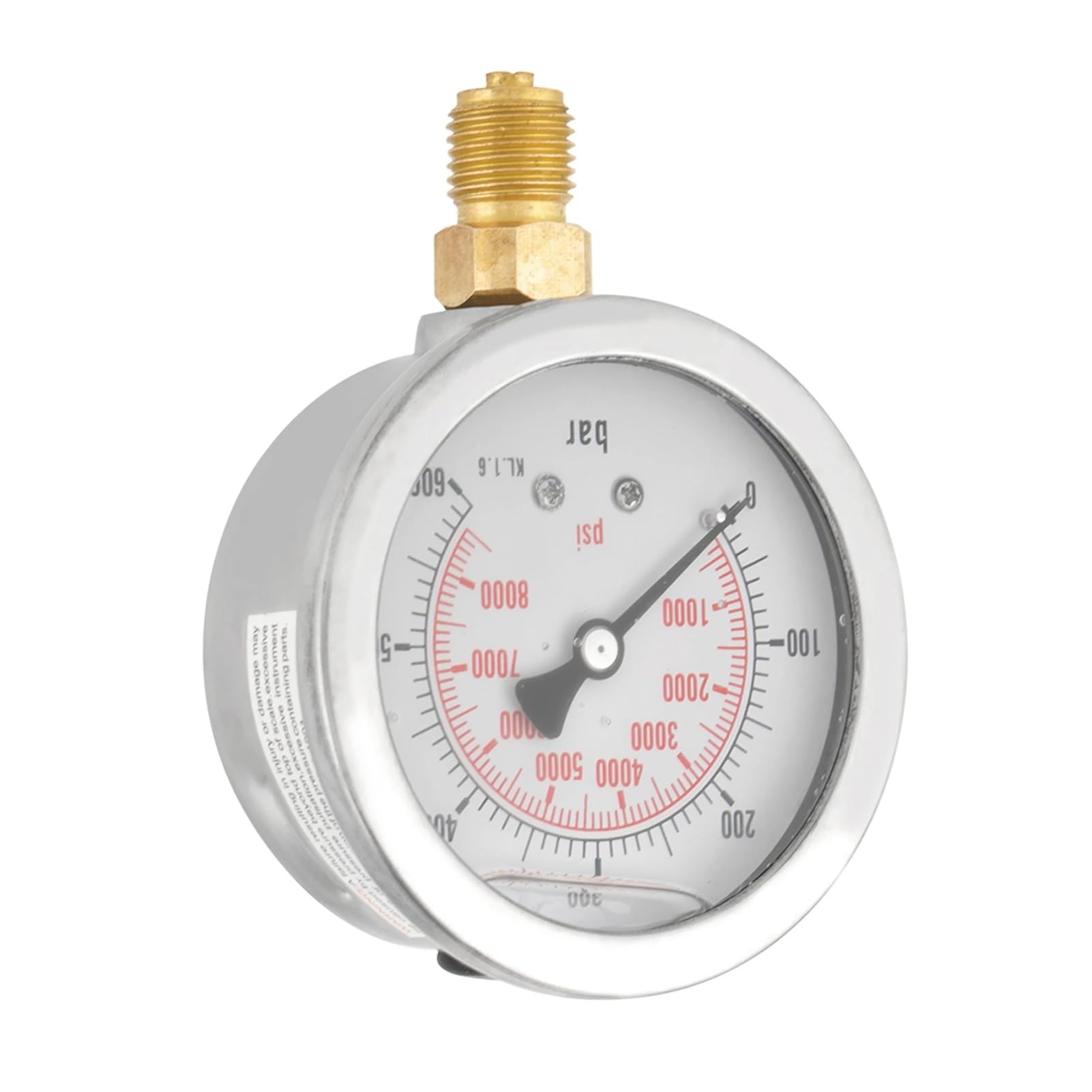 Manometro, Manometro Idraulico 0-600Bar G 1/4 "63mm Quadrante Manometro Idraulico Misuratore di Pressione 'acqua Strumento di Misura 0-8500Psi