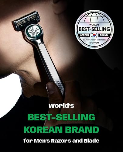 Miniatura 2 de DORCO SLEEK Navaja de 6 cuchillas para hombres con 7 cartuchos  Navajas de cartucho para hombres con mango y cuchillas de afeitado suave  Navajas