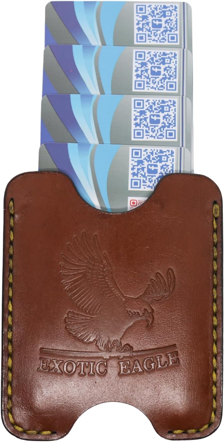 Unisex Ultra-Thin Minimalist Card Case | 100% Full Grain Handmade Leather Wallet | Slim & Compact for Travel, Business & Daily Use | Multi-Card Holder with Keychain. (Brown)