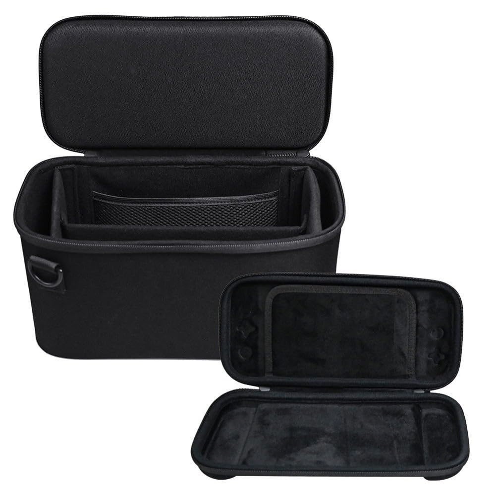 ZYWUOY EVA Storage Bag per per Nintendo Switch 2, tracolla staccabile custodia rigida, organizer da viaggio nero 18x14x28cm