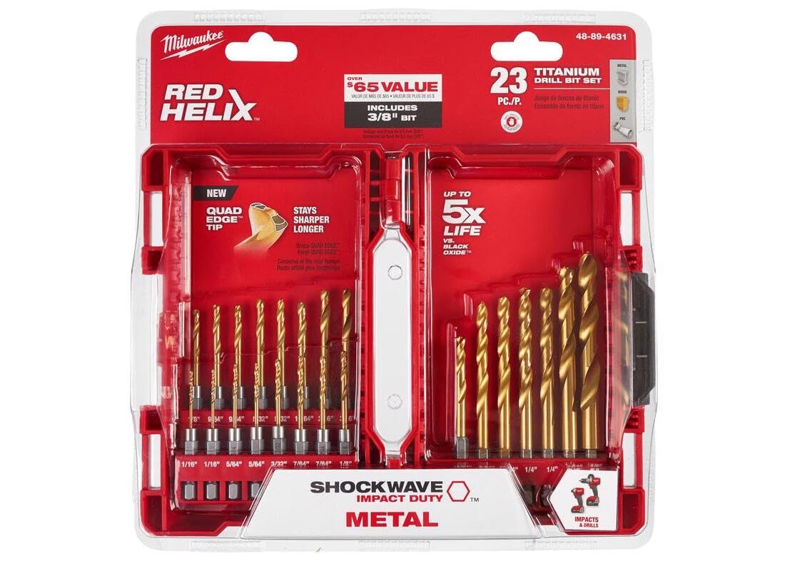 SHOCKWAVE™ RED HELIX™ Titanium Drill Bit Set - 23 PC