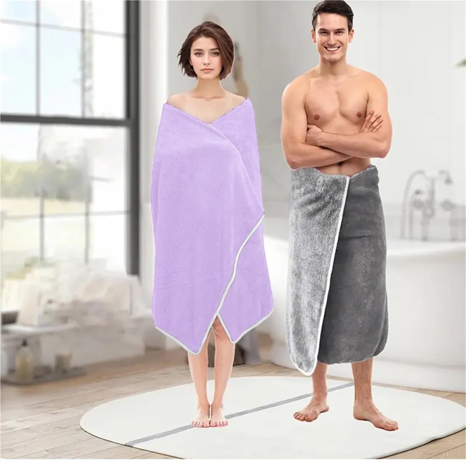 Handtuchkleid 90 x 180 cm, extra großes Badetuch aus Korallenfleece, schnell trocknend und weich