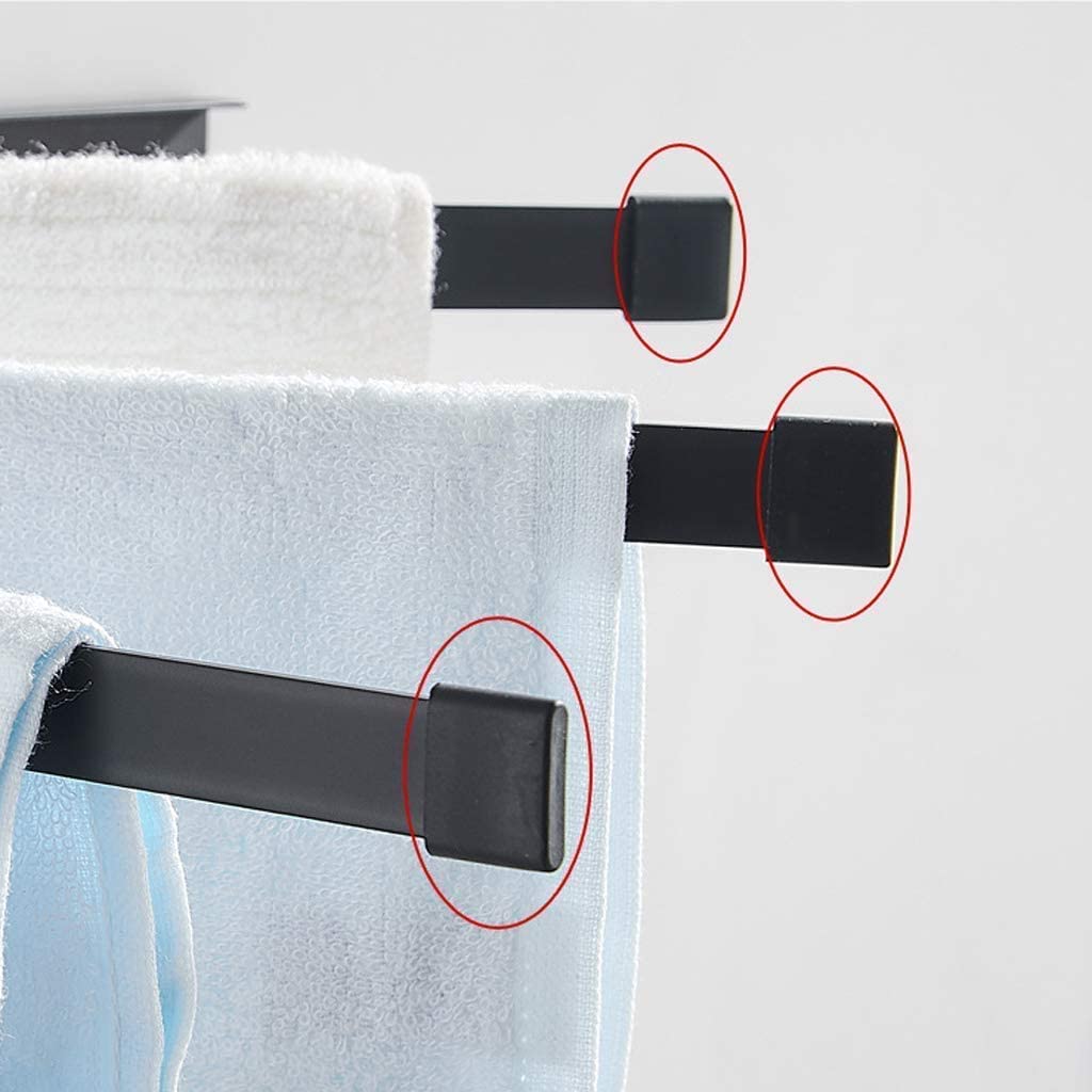 Rack Toallas Toallero Plegable Giratorio De Hierro Forjado, Resistente Al Agua, Barra 3 Barras, Colgante Pared para Baño Accesorios De Baño(White)