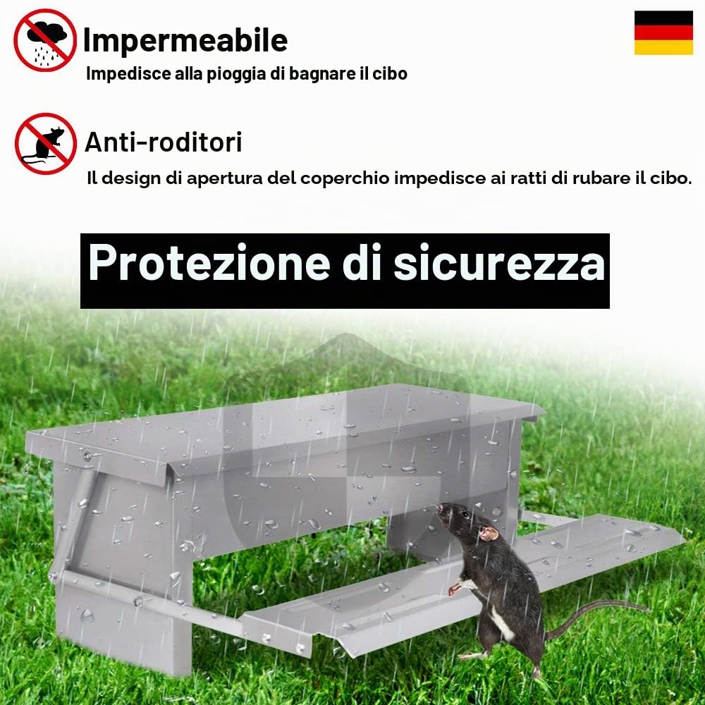ACXIN Mangiatoia automatica per polli per 5 kg, distributore automatico di mangime per galline, con pedale auto-apribile e coperchio impermeabile, a prova di ratti