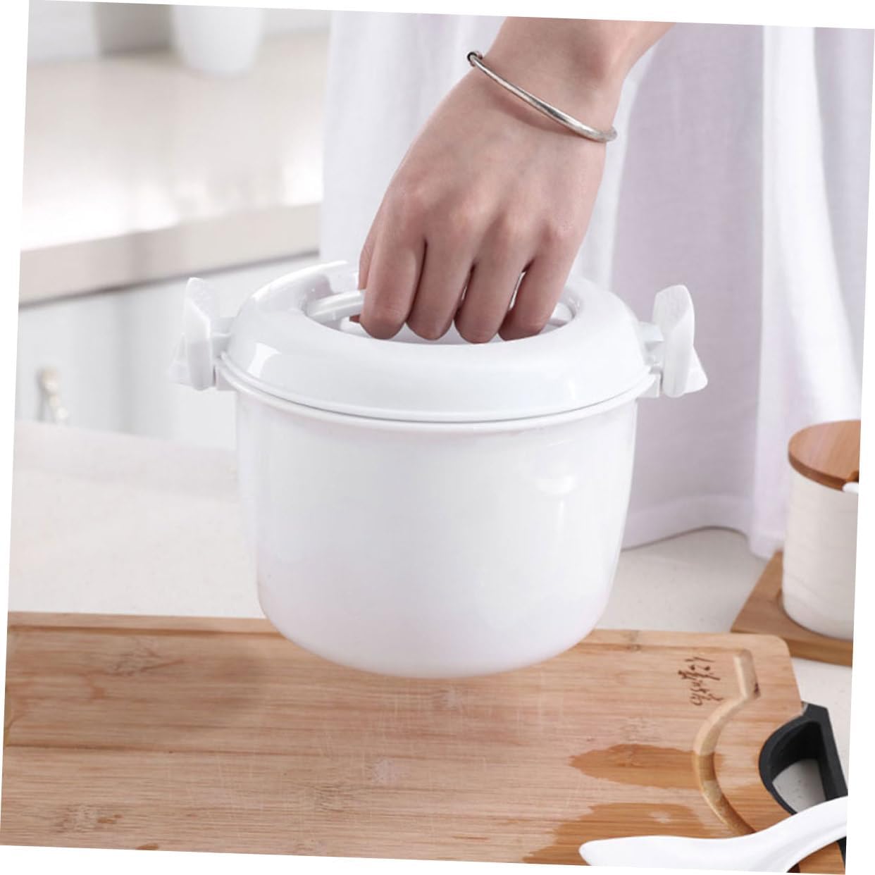 2pcs Microwave Rice Maker Rice Containers Insulated Lunch Box Microwave Cooker for Office