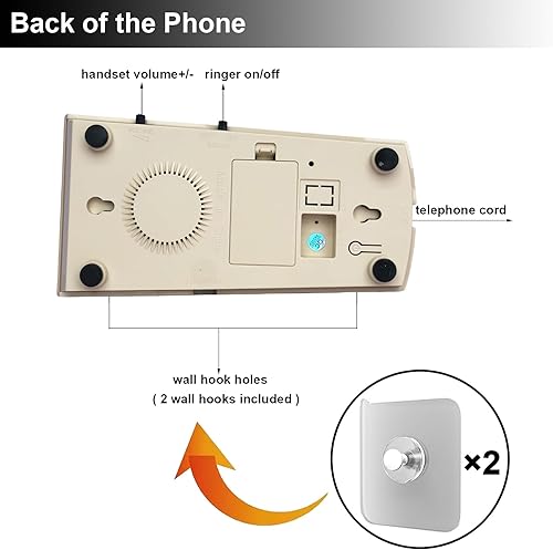 Miniatura 7 de Teléfono de pared vintage de línea fija para el hogar, teléfono de pared con cable, teléfono retro para personas mayores, teléfonos de línea de