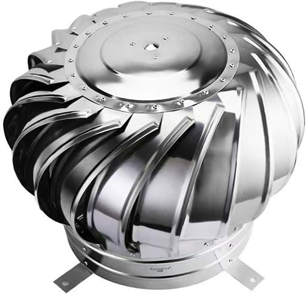 Metal Roof Turbine Vent, 300 mm / 12 inch Stainless Steel Wind Turbine Roof Vent, Round Rotating Roofing Vents, Exhaust Cap for Flue, Non-Power Vents for Houses Factory Attic Farm Office Buildings