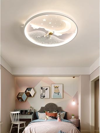 Ceiling Lighting for Children's Room, Led Creative Star Kids Ceiling lamp, 3D Galaxy Ceiling Fixture for Boy or Girl Bedroom, Cartoon Universe Fixture Segmented Lighting Control [Energy Class E]