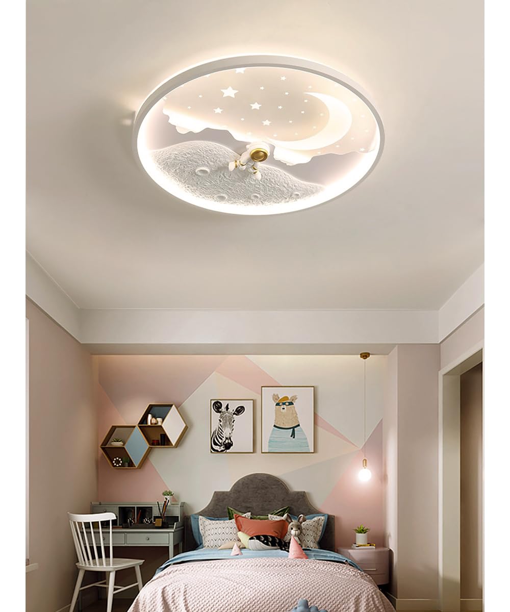 Lampara techo infantil Led Lámpara de Astronauta Galaxia 46W Lámpara de Techo Para Habitación Infantil, Estrellas Iluminación de techo Ø50cm (Modelo C)