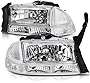 DWVO Headlight Assembly Compatible with 1998-2004 Dodge Dakota 1998-2003 Dodge Durango Headlamp Replacement with Park Signal Lamp Crystal Housing