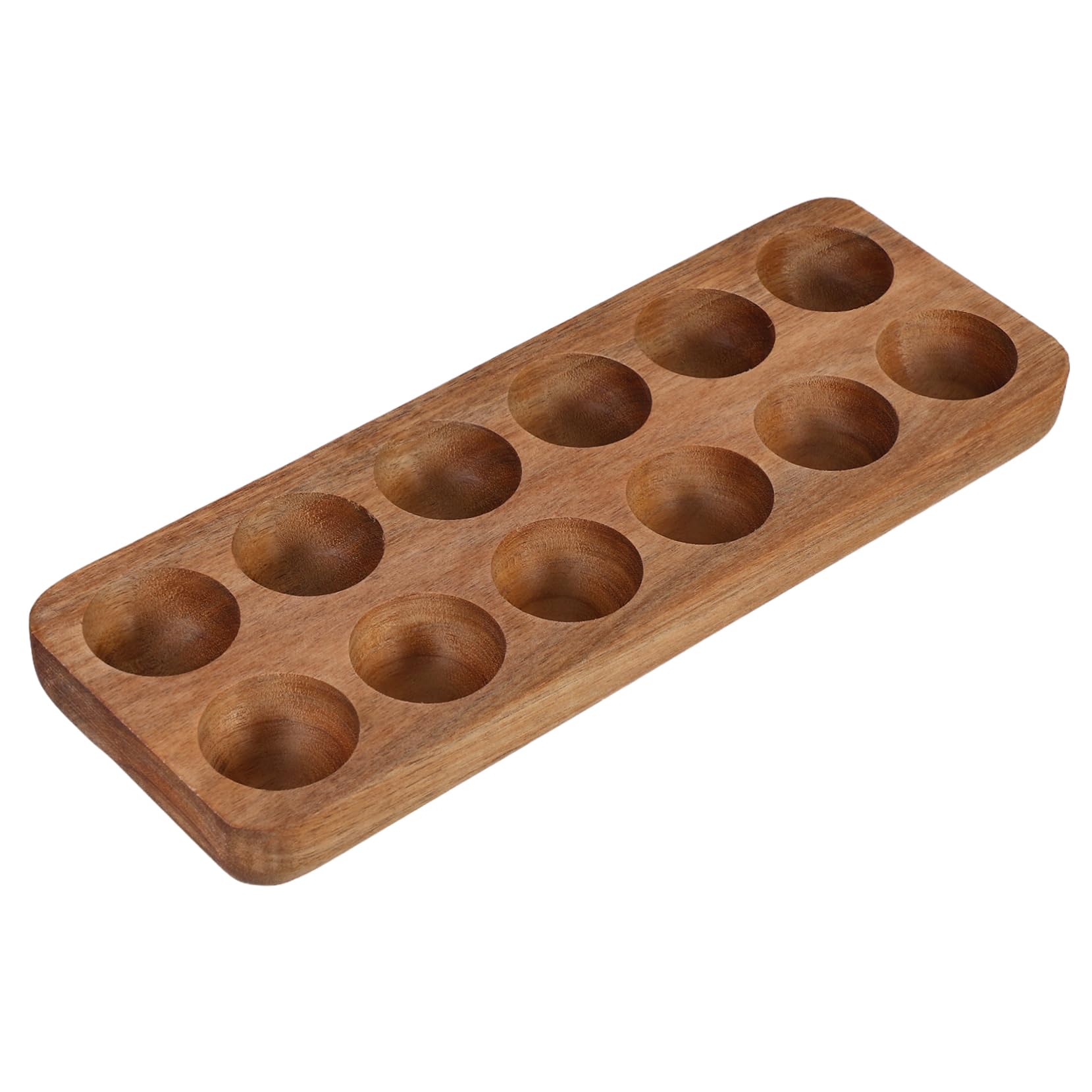 Bandeja para Huevos de Acacia 12 Agujeros Madera Natural Almacenamiento Refrigerador Cocina Hogar Organización Funcional Calidad Artesanal Madera