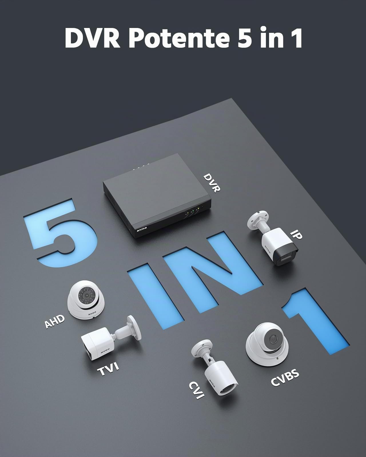 ANNKE 3K Lite 8 Canale DVR 5 in 1 con Rilevamento Persone e Veicoli, 8x 1080p Visione Notturna a Colori Bullet Telecamera Nera Esterna Kit Videosorveglianza CCTV con Hard Disk da 1TB, Accesso Remoto
