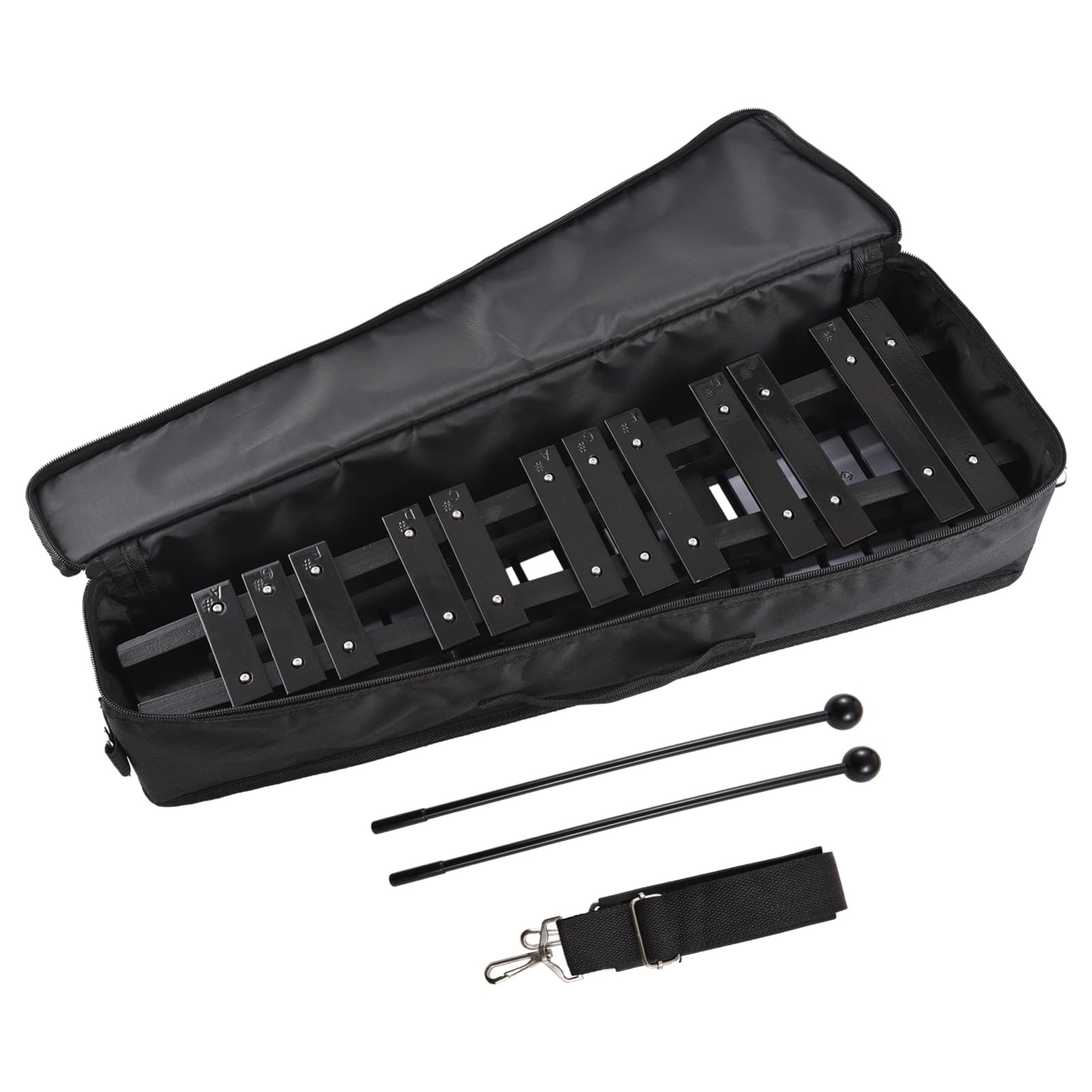 Naroote Xilofono, Xilofono per adulti Strumento xilofono a 30 note con tasti in alluminio spessi 5 mm Strumenti per principianti e professionisti (Nero Bianco)