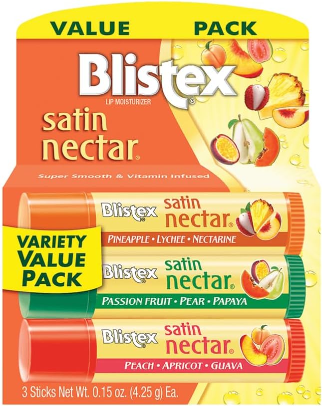 Satin Nectar Lip Moisturizer Variety Value Pack 0.15 Ounce Each (3 Pack)