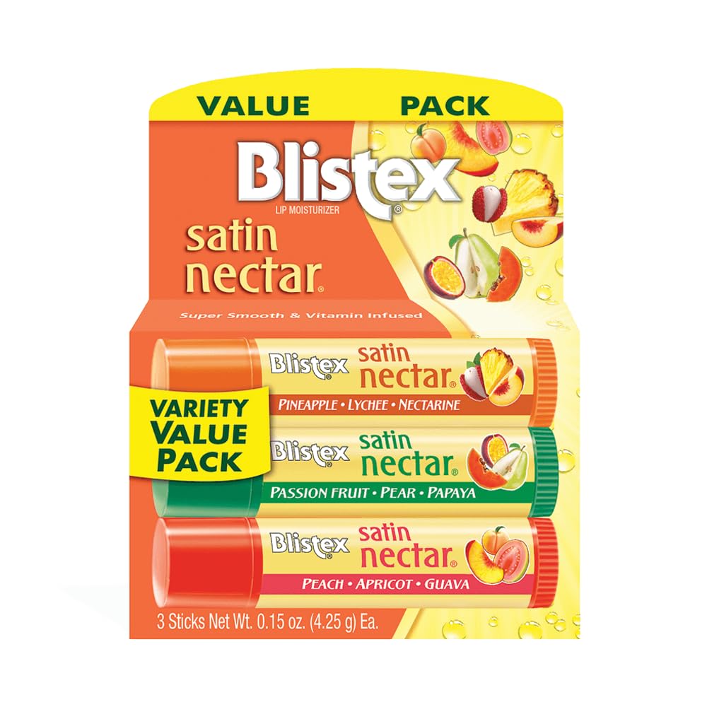 Blistex Satin Nectar Lip Moisturizer Variety Value Pack 0.15 Ounce Each (3 Pack)