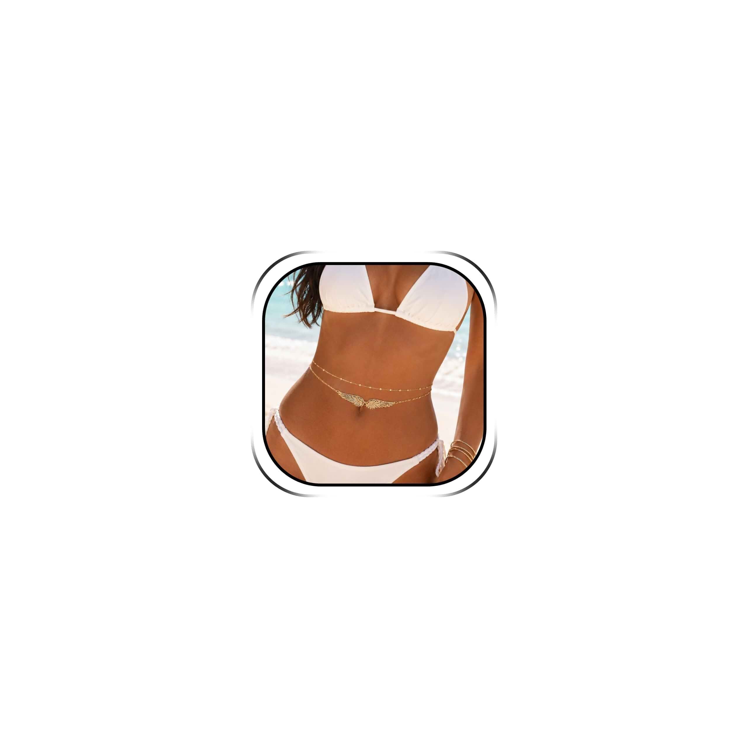 Angel Wings Waist Chain for Women Gold Layered Belly Chain Dainty Waist Jewelry Beach Body Jewelry Summer Outfit Accessories