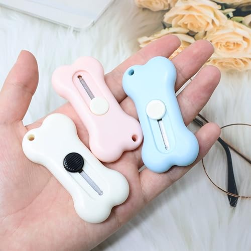 Miniatura 7 de Honbay 6 cuchillos creativos y lindos de hueso, cuchillo de arte portátil, cuchillo de arte retráctil, abridor de cartas, abridor de cartón,