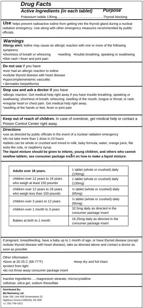 Potassium Iodide Tablets by Aromel,(10 Tablets),130 mg Pack of 1 - Image 3