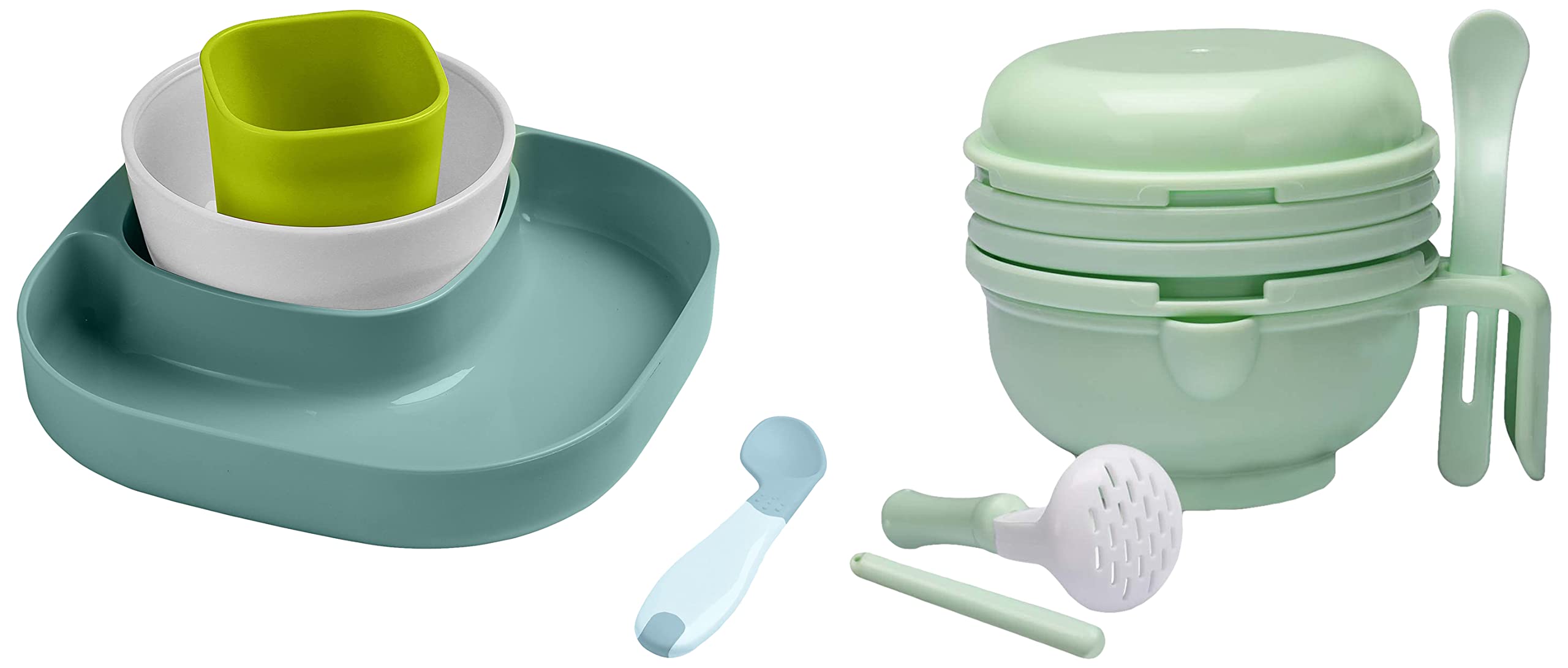 LuvLap 4 Piece Baby Tableware Meal Set, Plate, Bowl, Tumbler and Spoon for Infants & Kids, Attractive Colours, Non Toxic, Baby Utensil (Blue & Green) & 9 in 1 Baby Food Masher Mill (Light Green)-picture-14