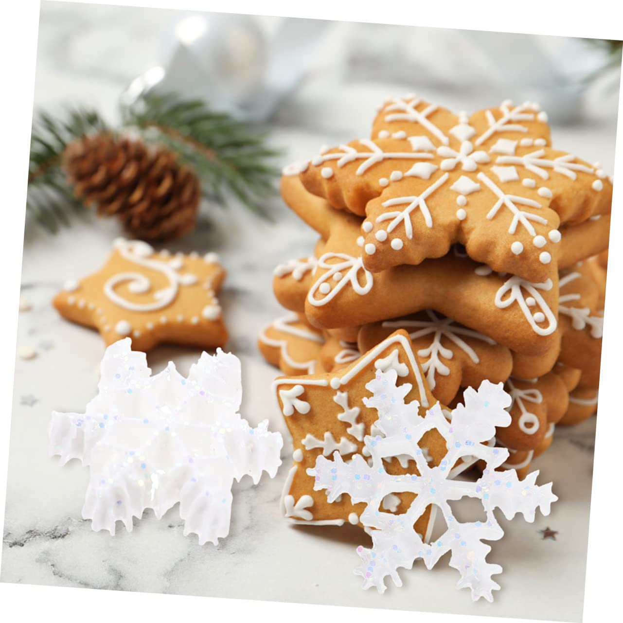 VOSAREA 500pièces Ornements Flocon De Décorations De Noël pour Accessoires De Bricolage pour Ambiance Festive Et Hivernale