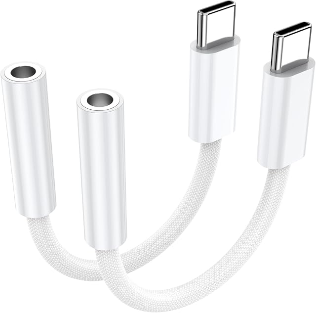 USB C à 3.5mm Adaptateur de casque Jack 2 Faites votre valise pour femme, USB C à 3.5mm Adaptateur audio pour casque compatible avec iPhone 17/16/15, iPad Pro, Galaxy S25 S24 S23 Ultra, Pixel 10/9/8