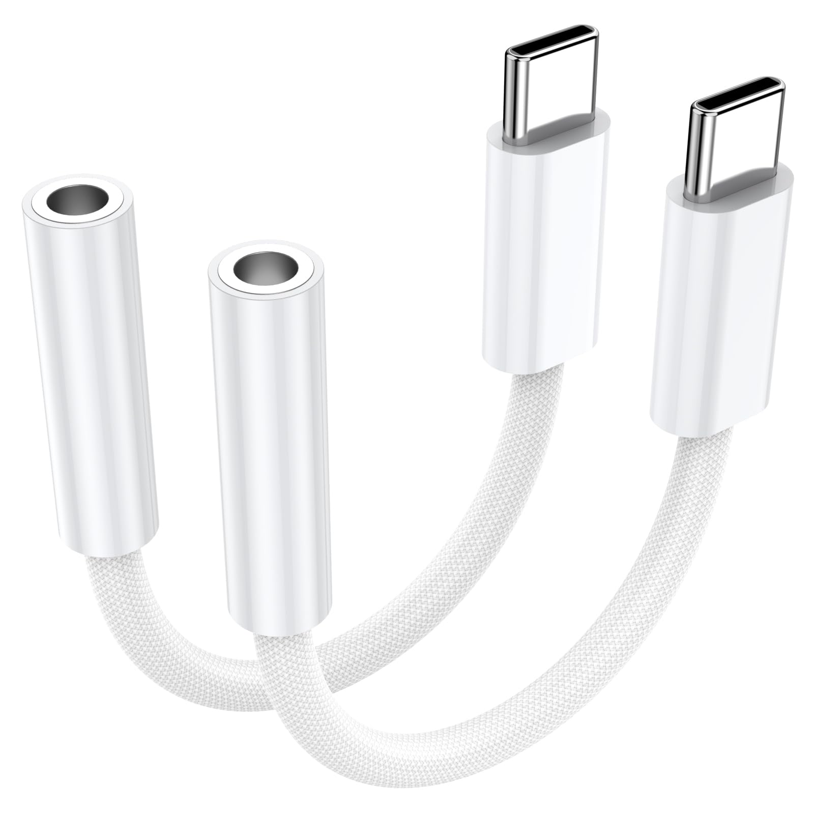 2 Pack USB C to 3.5mm Female Headphone Jack Adapter, USB C to 3.5mm Audio Headphone Adapter Compatible with iPhone 17/16/15, iPad Pro, Samsung Galaxy S25 S24 S23 Ultra, Pixel 10/9/8