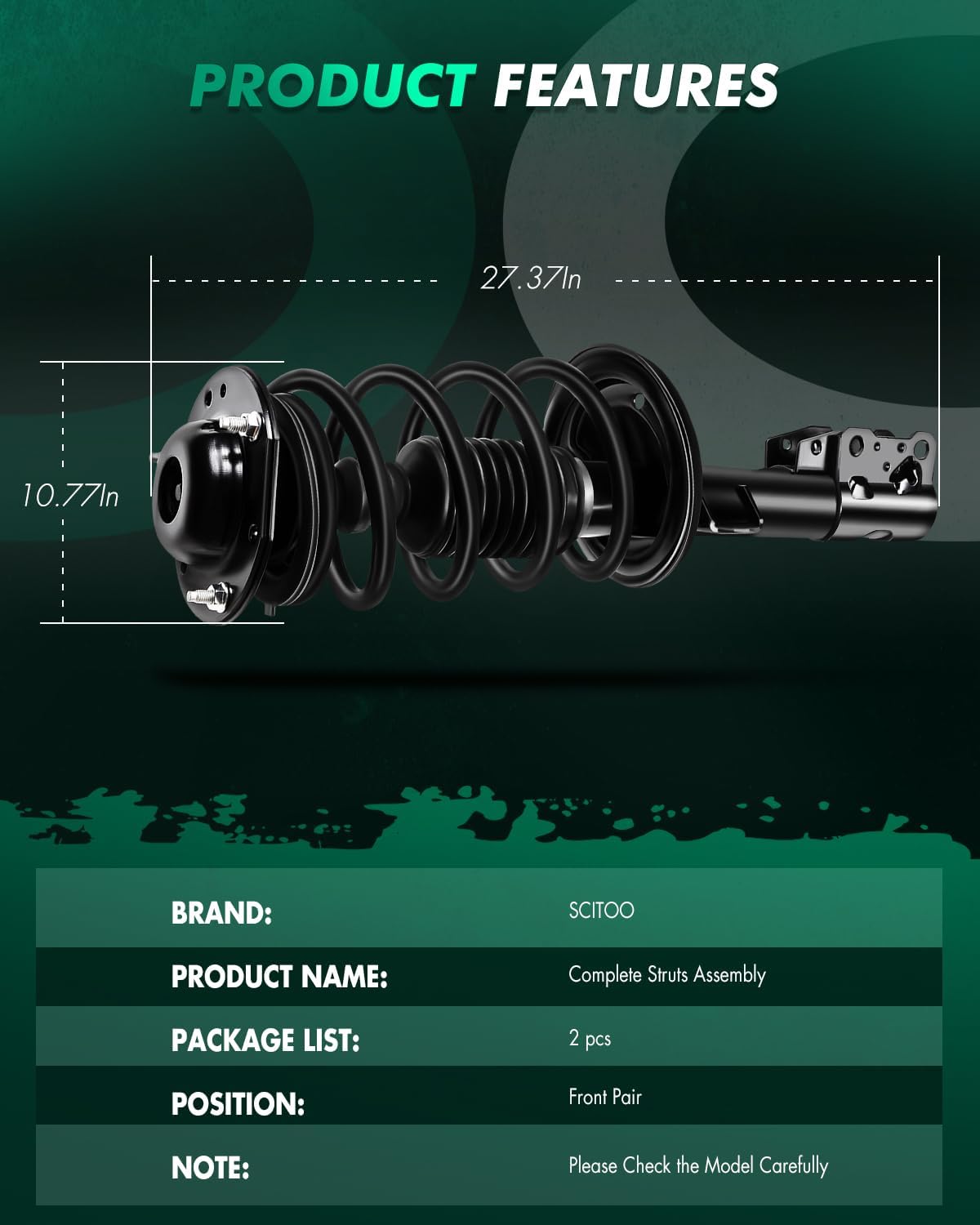 SCITOO Front Struts and Shocks for 2004-2012 for Chevrolet Malibu,2005-2010 for Pontiac G6,2007-2009 for Saturn Aura 172200 172199 Struts